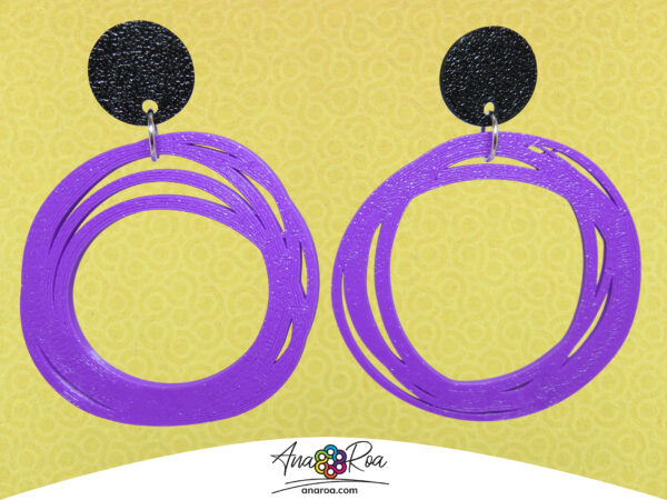 ARETES CIRCULO GARABATO MORADO