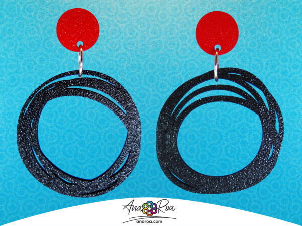 ARETES CIRCULO GARABATO NEGRO