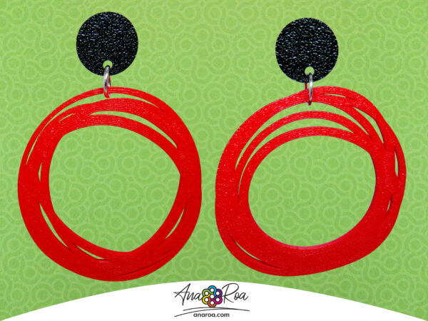 ARETES CIRCULO GARABATO ROJO