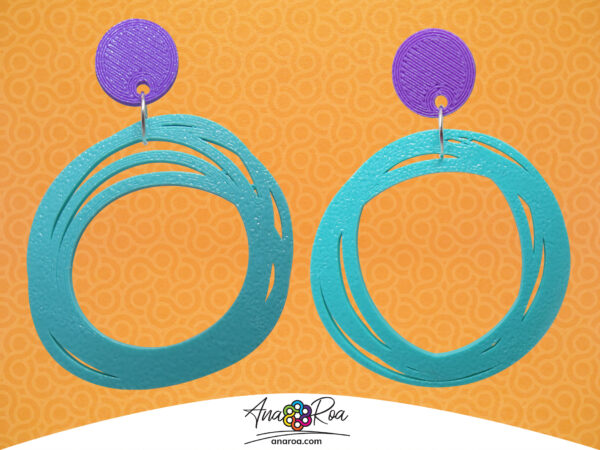 ARETES CIRCULO GARABATO TURQUESA