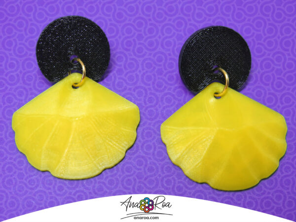 Aretes diseño Concha amarillo