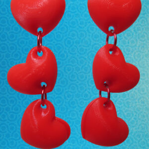 ARETES DISEÑO Corazones x3 ROJO