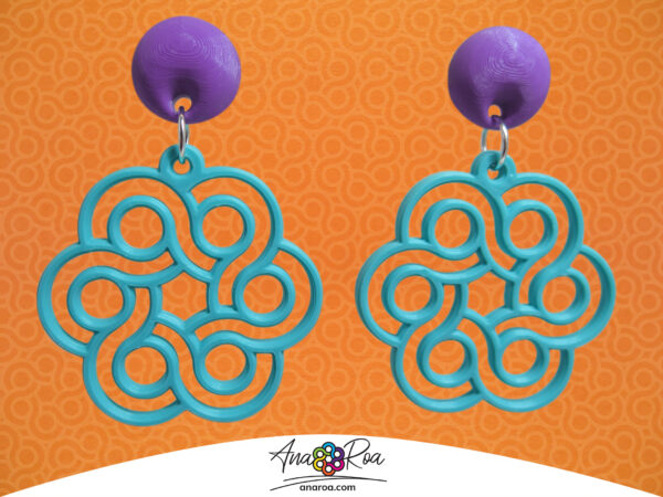 Diseño de aretes flor logo turquesa