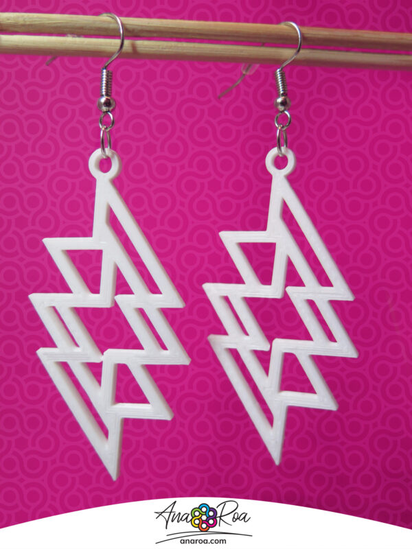 Aretes 3d diseño RAYO blanco