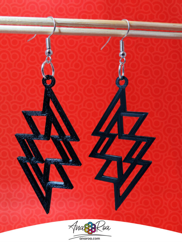 Aretes 3d diseño RAYO NEGRO