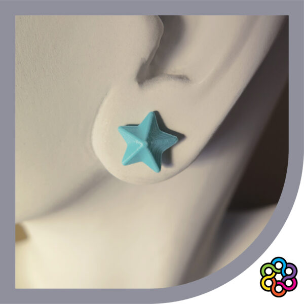 DISEÑO DE ARETES MODELO MINI ESTRELLA 3D TURQUESA