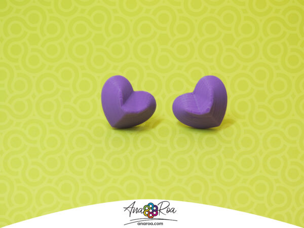 DISEÑO DE ARETES MODELO MINI CORAZÓN 3D MORADO