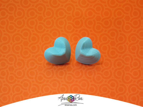 DISEÑO DE ARETES MODELO MINI CORAZÓN 3D TURQUESA