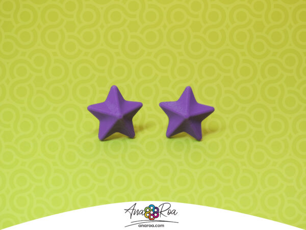 DISEÑO DE ARETES MODELO MINI ESTRELLA 3D MORADO