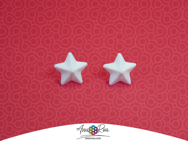 DISEÑO DE ARETES MODELO MINI ESTRELLA 3D BLANCO