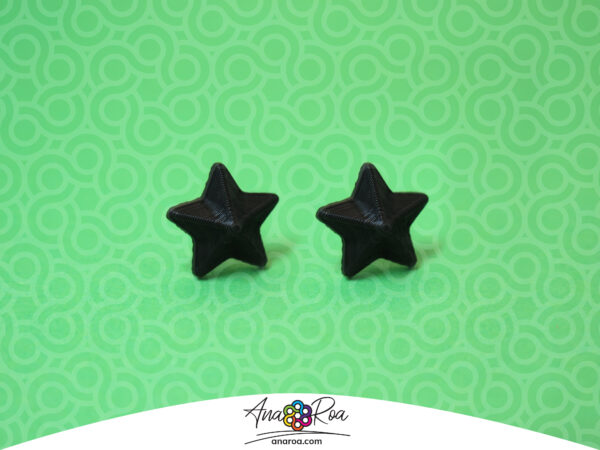 DISEÑO DE ARETES MODELO MINI ESTRELLA 3D NEGRO