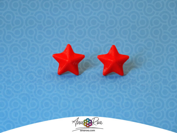 DISEÑO DE ARETES MODELO MINI ESTRELLA 3D ROJO