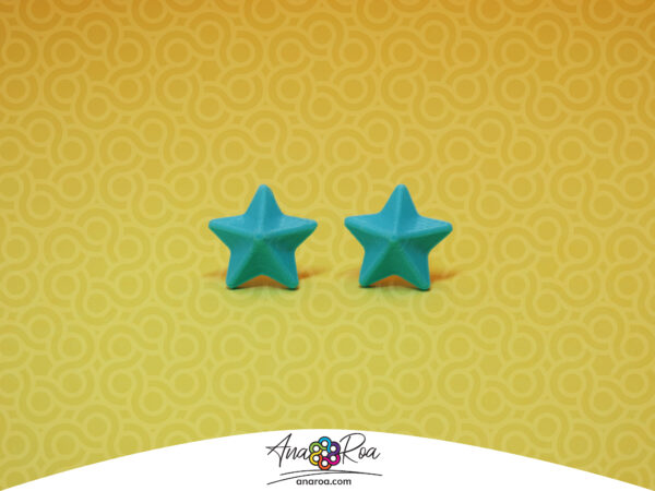 DISEÑO DE ARETES MODELO MINI ESTRELLA 3D TURQUESA