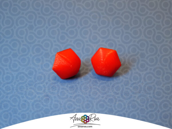 DISEÑO DE ARETES MODELO MINI EXAGONO GLOBO ROJO