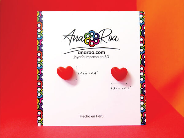 DISEÑO DE ARETES MODELO MINI CORAZÓN INFLADO ROJO