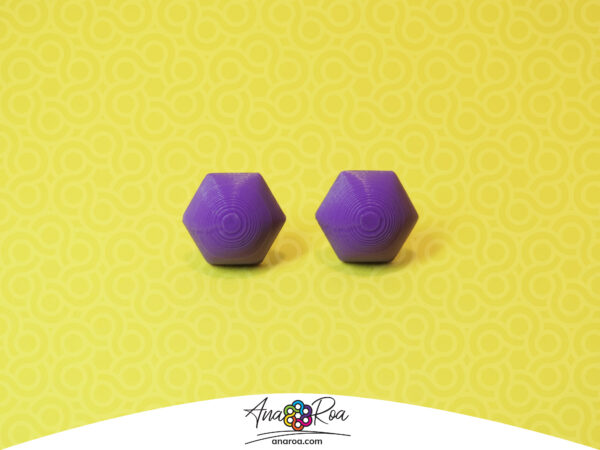 DISEÑO DE ARETES MODELO MINI EXAGONO GLOBO MORADO