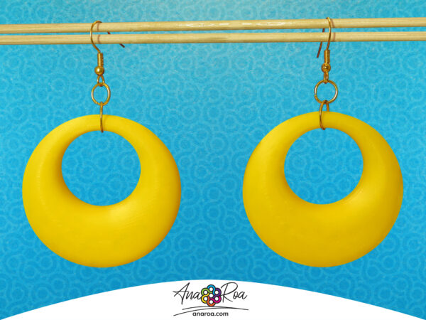 DISEÑO DE ARETES MODELO ARGOLLA 3D AMARILLO