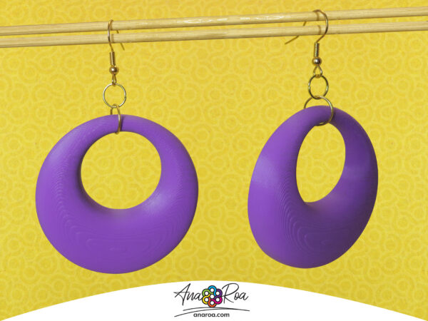 DISEÑO DE ARETES MODELO ARGOLLA 3D MORADO