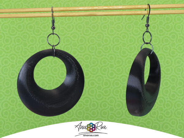 DISEÑO DE ARETES MODELO ARGOLLA 3D NEGRO