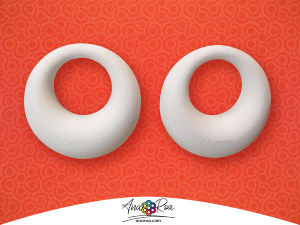 DISEÑO DE ARETES MODELO ARGOLLA ASIMÉTRICA 3D BLANCO