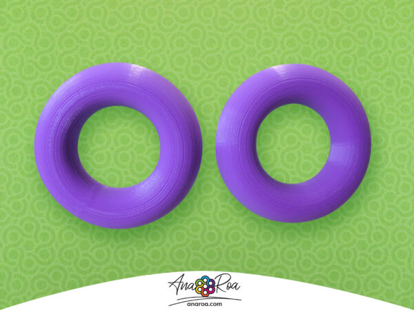 DISEÑO DE ARETES MODELO ARGOLLA SIMÉTRICA 3D MORADO