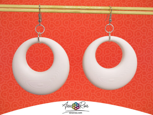 DISEÑO DE ARETES MODELO ARGOLLA 3D BLANCO