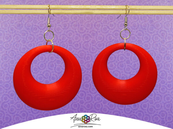 DISEÑO DE ARETES MODELO ARGOLLA 3D ROJO