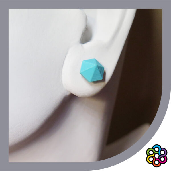 DISEÑO DE ARETES MODELO MINI HEXÁGONO 3D TURQUESA