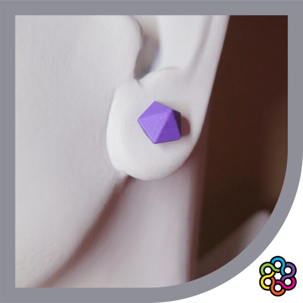 DISEÑO DE ARETES MODELO MINI PENTÁGONO 3D MORADO