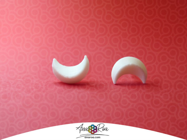 DISEÑO DE ARETES MODELO MINI MEDIA LUNA 3D BLANCO