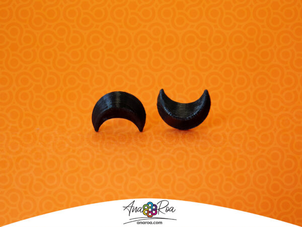 DISEÑO DE ARETES MODELO MINI MEDIA LUNA 3D NEGRO