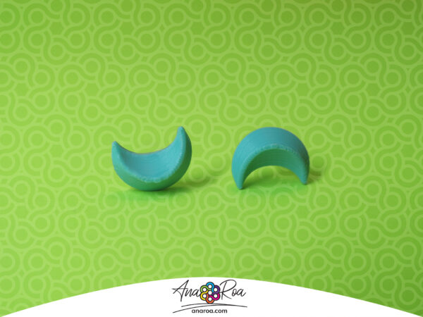 DISEÑO DE ARETES MODELO MINI MEDIA LUNA 3D TURQUESA