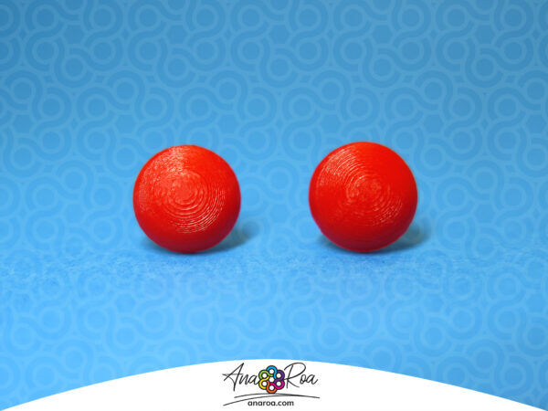 DISEÑO DE ARETES MODELO MINI MEDIA PERLA 3D ROJO