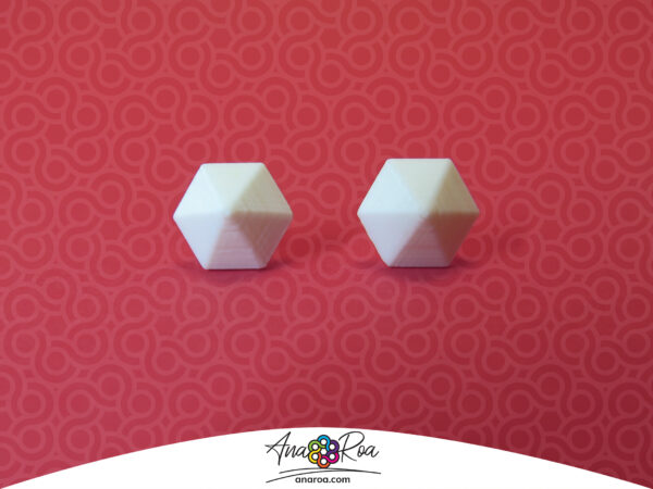 DISEÑO DE ARETES MODELO MINI HEXÁGONO 3D BLANCO