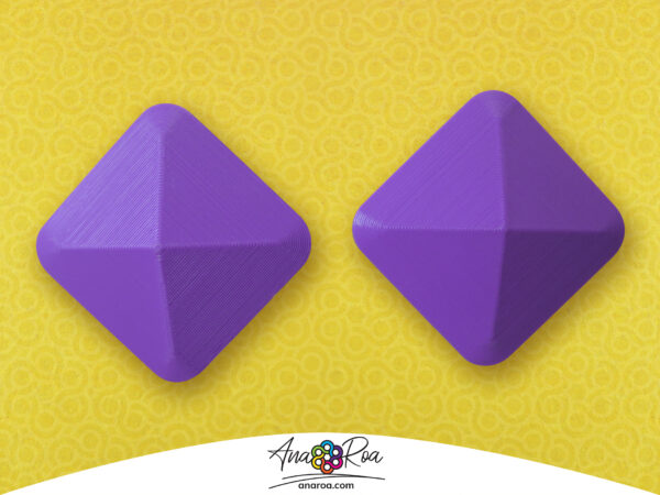 DISEÑO DE ARETES MODELO PIRÁMIDE MEDIANA 3D MORADO