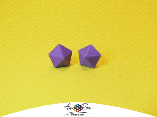 DISEÑO DE ARETES MODELO MINI PENTÁGONO 3D MORADO