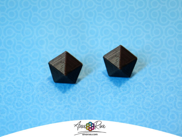 DISEÑO DE ARETES MODELO MINI PENTÁGONO 3D NEGRO