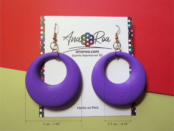 Tarjeta DISEÑO DE ARETES MODELO ARGOLLA 3D MORADO